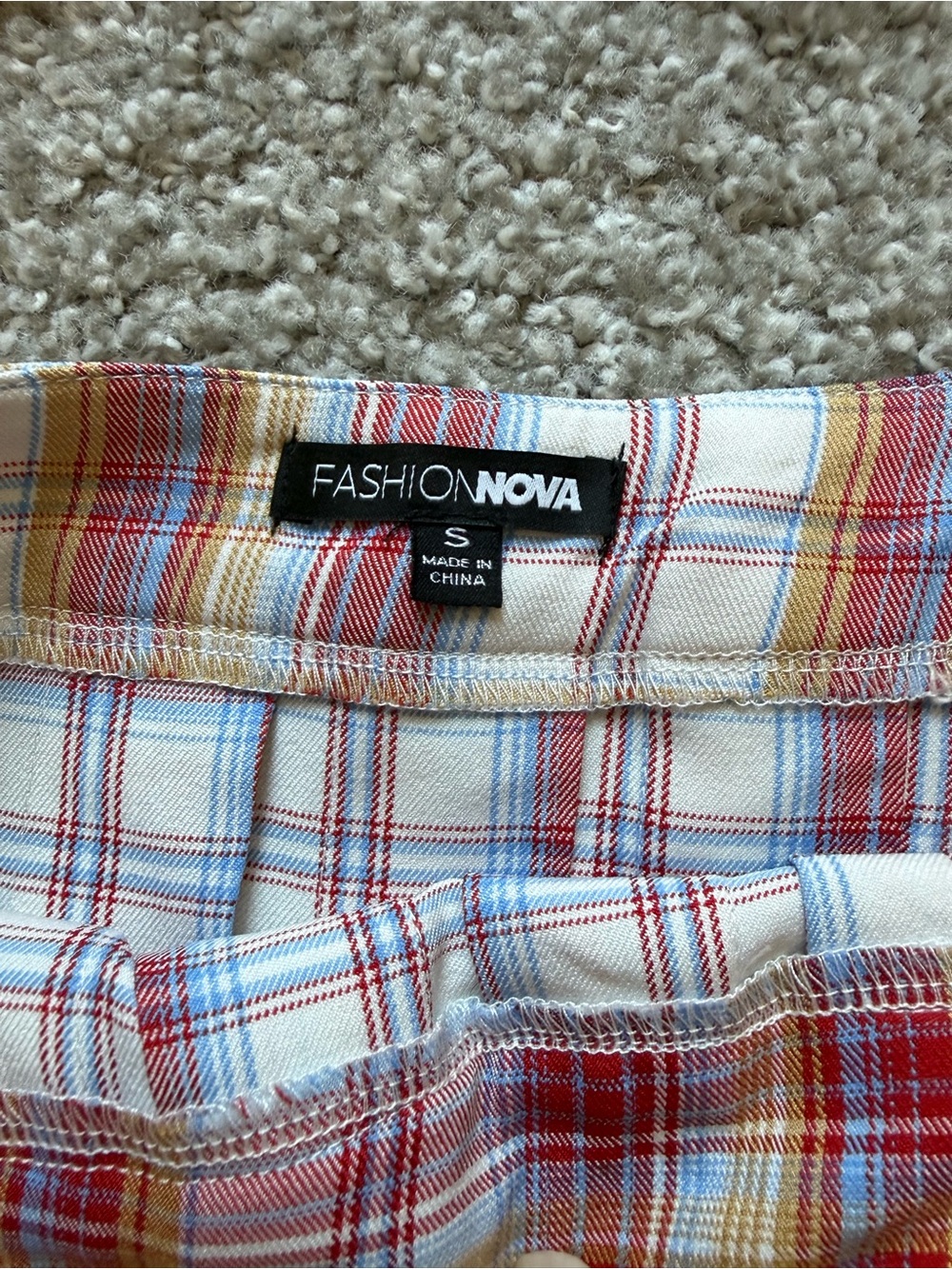 Fashion Nova Red, Yellow & Light Blue Plaid Skirt Set - Picture 2 of 8